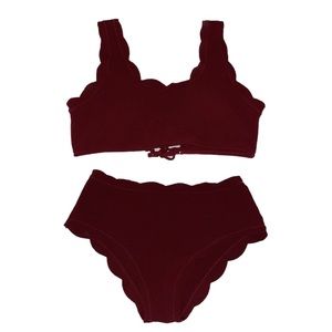 ZAFUL High waisted textured scalloped bikini.